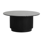 Table basse ronde en marbre et bois de manguier noire 90x40cm erie - nordal