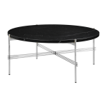 Table basse ronde en marbre noir et acier poli 80cm ts - gubi