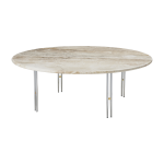 Table basse ronde en travertin et acier chrom� 100x35cm ioi - gubi