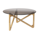 Table basse ronde en verre et bois de ch�ne 80x40cm naia - dutchbone