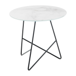 Table basse ronde en verre marbr� calacatta blanc et base noire 50 x 44 cm ermione - meme design