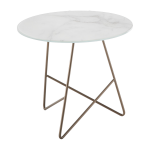 Table basse ronde en verre marbr� calacatta blanc et base rame 50 x 44 cm ermione - meme design
