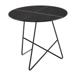 Table basse ronde en verre marbr� sahara noir et base noire 50 x 44 cm ermione - meme design