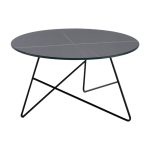 Table basse ronde en verre marbr� sahara noir et base noire 65 x 35 cm ermione - meme design