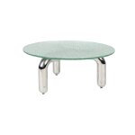 Table basse ronde en verre tremp� et acier chrom� 80cm marly - dutchbone