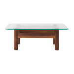 Table basse en verre et noyer 100x36, 5cm brasilia - audo
