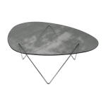 Table basse en verre structur� fum� et acier chrom� 106cm pedrera - gubi