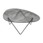 Table basse en verre structur� fum� et acier noir mat 106cm pedrera - gubi