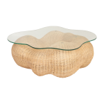 Table basse en verre tremp� et rotin naturel 107x42cm cloud - versmissen