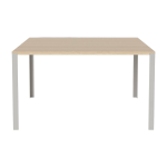 Table en ch�ne massif huil� pigment� blanc et acier laqu� gris 130 x 130 cm link - bolia