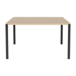 Table en ch�ne massif huil� pigment� blanc et acier laqu� noir 130 x 130 cm link - bolia