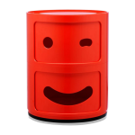 Table de chevet 2 tiroirs rouge componibili smile occhiolino - kartell