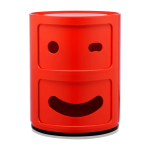 Table de chevet 2 tiroirs rouge componibili smile occhiolino - kartell