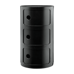 Table de chevet noire brillant 3 tiroirs componibili - kartell
