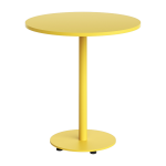 Table d'ext�rieure ronde en acier thermolaqu� jaune soleil 70 cm moka - tiptoe