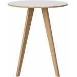 Table haute ronde en stratifi� blanc et ch�ne massif huil� 90 cm new mood - bolia