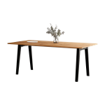 Table � manger en bois ancien et pi�tement en acier noir 190 x 95 x 75 cm new modern - tiptoe