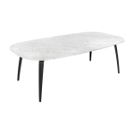 Table � manger en marbre blanc et pieds noir 120x230cm elliptique - gubi