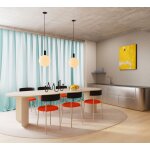Table � manger ovale en ch�ne beige et acier beige 200x95x74cm plateau - fest amsterdam