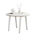 Table � manger ronde 110 cm en bois �co - certifi� blanc et pieds blanc nuage new modern - tiptoe