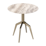 Table � manger ronde en acier inoxydable et travertin gris 80x76x74cm razor - versmissen