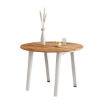 Table � manger ronde en bois ancien et pi�tement en acier blanc 110 x 75 cm new modern - tiptoe