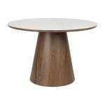 Table � manger ronde en bois de noyer et pierre blanche 115cm octave - the cool republic