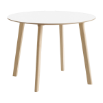 Table � manger ronde en bois stratifi� blanc perle et h�tre naturel 98x73cm cph deux 220 2. 0 - hay