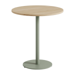 Table � manger ronde en ch�ne et pi�tement en acier gris 70 x 75 cm moka - tiptoe