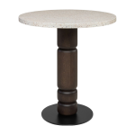 Table � manger ronde en stratifi� terrazzo et h�tre massif brun fonc� 70cm beads - versmissen