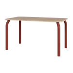 Table rectangulaire en ch�ne et pieds rouge auburn 140x80cm meko - noo. ma
