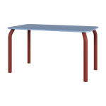 Table rectangulaire en fr�ne bleu givr� et pieds rouge auburn 140x80cm meko - noo. ma