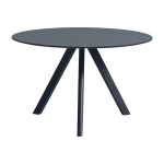 Table ronde en bois de ch�ne laqu� bleu fonc� et linol�um bleu fum� 120x73cm cph 20 2. 0 - hay