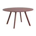 Table ronde en bois de ch�ne laqu� et linol�um bordeaux 140x74cm cph 25 2. 0 - hay