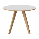 Table ronde en stratifi� blanc et ch�ne massif huil� 100 cm new mood - bolia