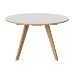Table ronde en stratifi� blanc et ch�ne massif huil� 123, 5 cm new mood - bolia