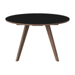 Table ronde en stratifi� fenix noir et noyer massif huil� 123, 5 cm new mood - bolia