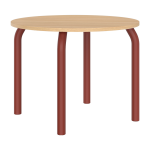 Table de salle � manger ronde en ch�ne et pieds rouge auburn 100cm meko - noo. ma