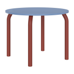 Table de salle � manger ronde en fr�ne bleu givr� et pieds rouge auburn 100cm meko - noo. ma
