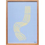 Tableau en ch�ne et affiche bleue 29, 7x42 hello - h�bsch