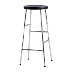 Tabouret en acier chrom� et assise en ch�ne massif noir 33x75cm - hay
