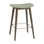 Tabouret de bar 65cm vert p�le pi�tement en ch�ne marron fiber - muuto