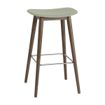 Tabouret de bar 75cm vert p�le pi�tement en ch�ne marron fiber - muuto