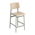 Tabouret de bar en ch�ne et gris vert 65 cm loft - muuto
