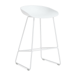 Tabouret de bar en plastique recycl� blanc et pieds en acier blanc 65 cm aas 38 2. 0 - hay