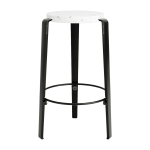 Tabouret de bar en plastique recycl� blanc et pieds noir graphite mi lou venezia - tiptoe