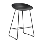 Tabouret de bar en plastique recycl� noir et pieds en acier noir 65 cm aas 38 2. 0 - hay