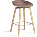 Tabouret de bar en plastique recycl� soft brique et pieds en ch�ne 65 cm aas 32 2. 0 - hay
