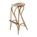 Tabouret de bar en rotin et assise bleu gendarme et rouge brique 83x44cm virage - orchid edition