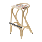 Tabouret de bar en rotin assise bleu gendarme et rouge brique 83x49cm virage large - orchid edition